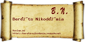 Beráts Nikodémia névjegykártya